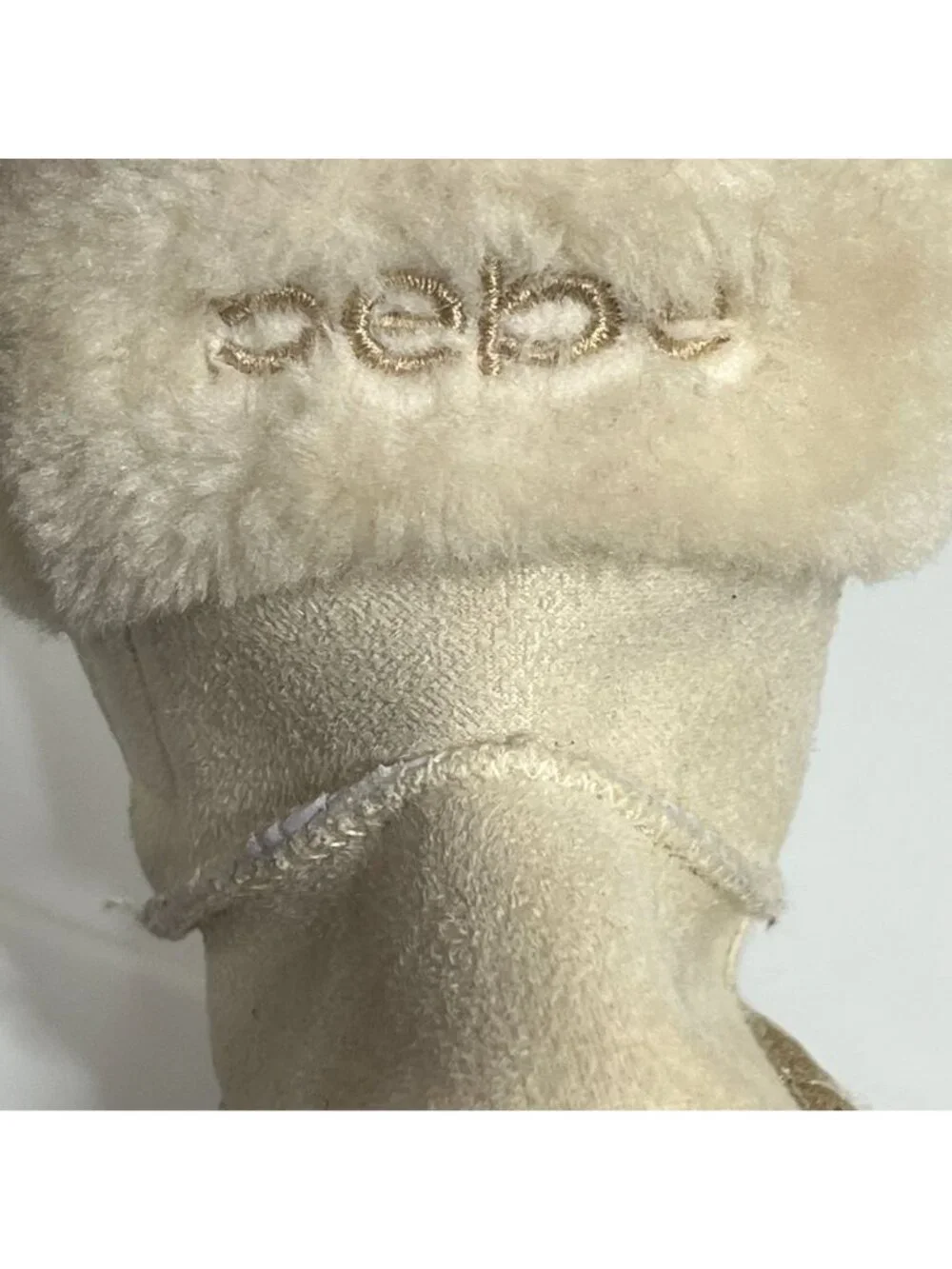 Bebe Baby Girls Boots Size 2 Cream Faux Suede Faux Fur Gold Winter Booties